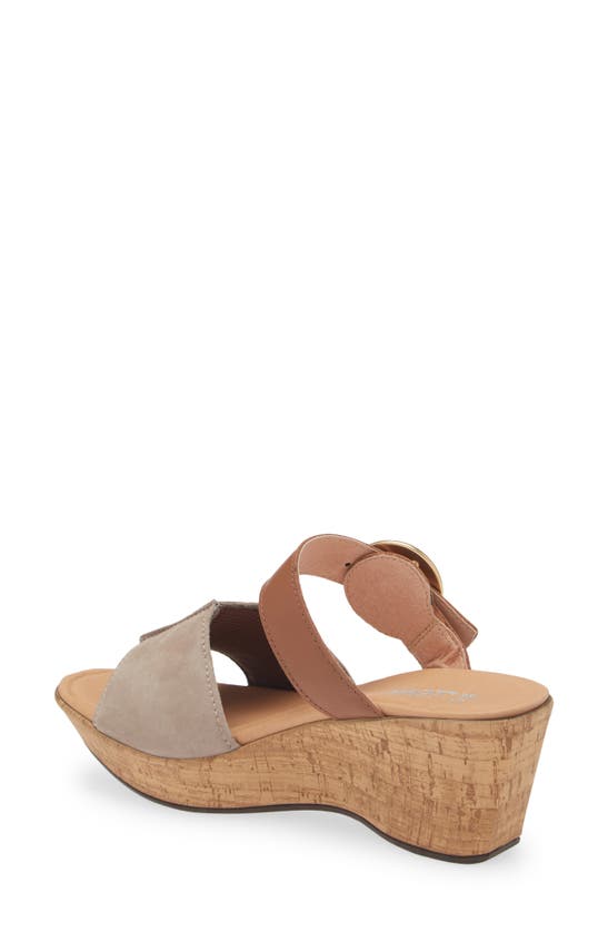 Naot Breezy Platform Wedge In Stone Nubuck/ Caramel Leather