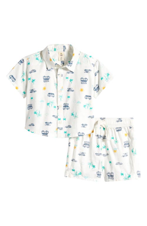 Tucker + Tate Print Short Sleeve Cotton Shirt & Shorts Set In White