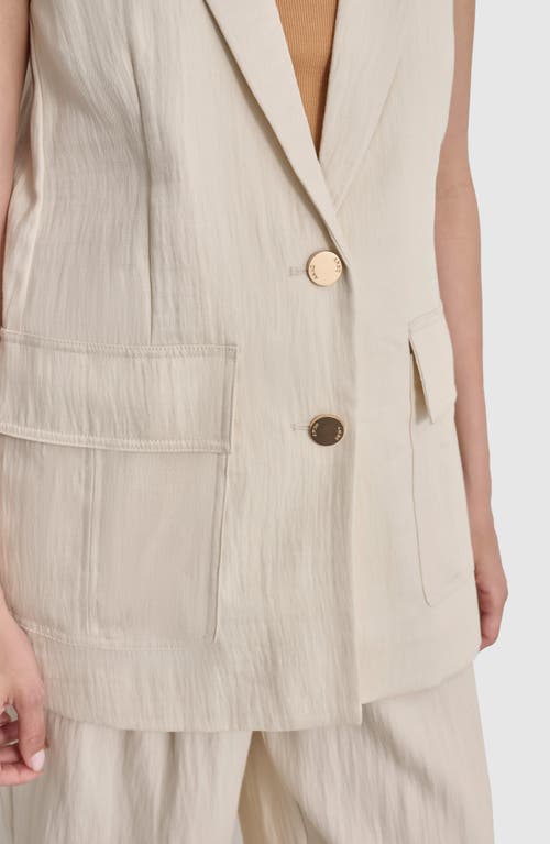 Shop Dkny Longline Vest In Parchment