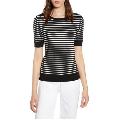 Halogen Stripe Sweater, Black