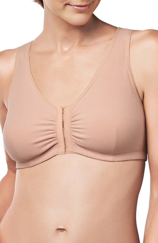 Shop Amoena Frances Soft Cup Cotton Leisure Bra In Beige