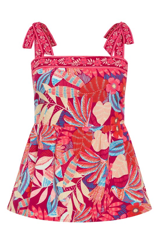 City Chic Paradiso Print Tie Strap Peplum Tank In Paridiso