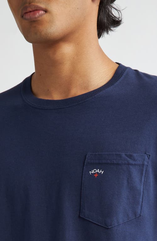 Shop Noah Core Logo Cotton Pocket T-shirt In Navy