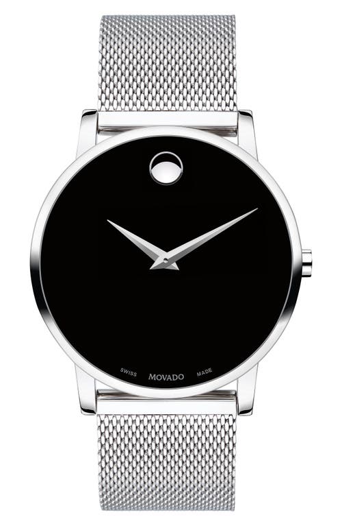 Shop Movado Museum Mesh Strap Watch, 40mm In Silver/black/silver