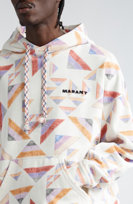 Shop Isabel Marant Marvin Logo Embroidered Hoodie In Ecru Multi