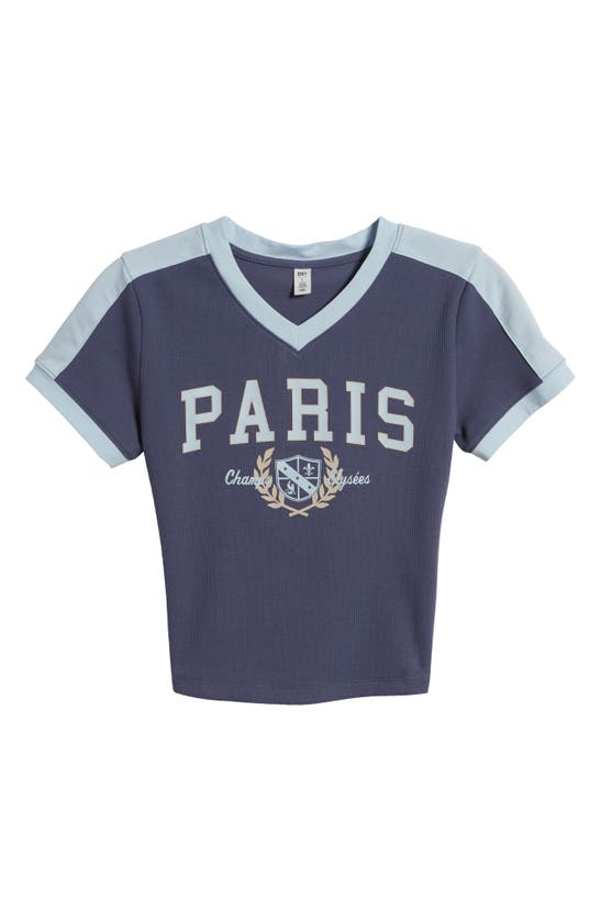 Shop Bp. Varsity V-neck Graphic T-shirt In Blue Shadow Paris