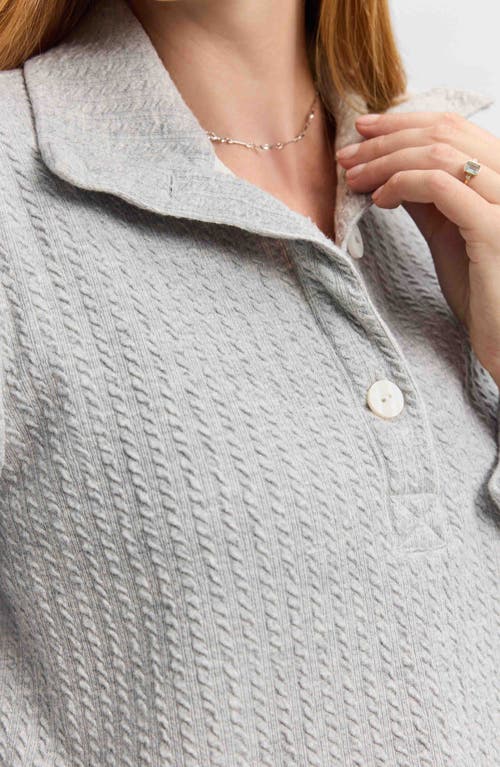 Foxcroft Sammy Cotton Blend Polo Top In Charcoal Heather