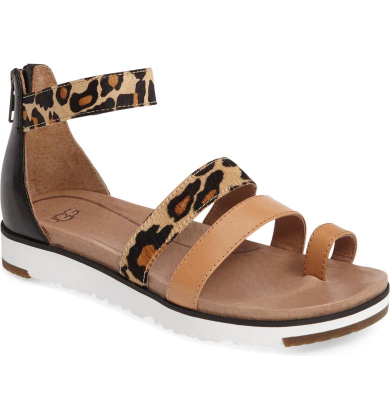 UGG® Mina Leopard Calf Hair Sandal (Women) | Nordstrom