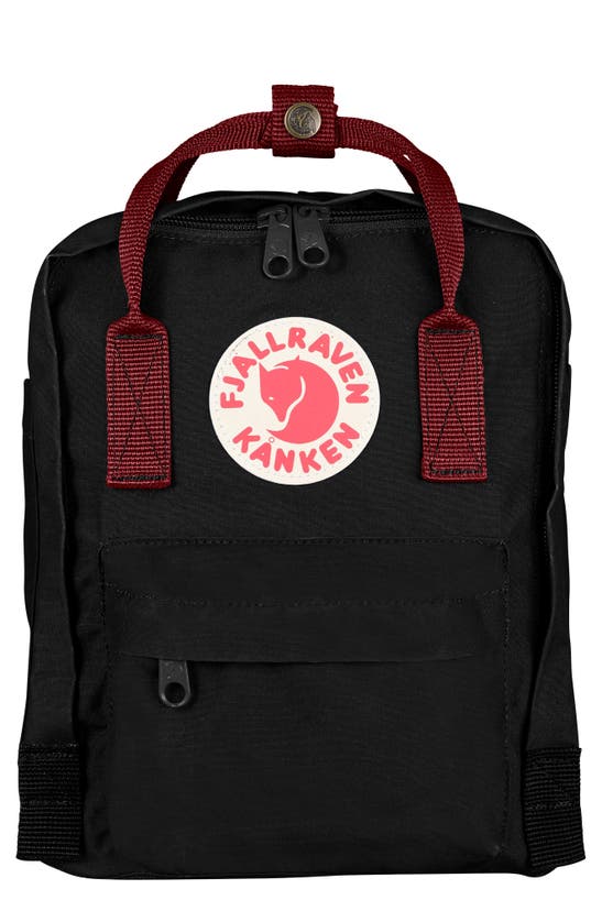 Fjall Raven Mini Kånken Water Resistant Backpack In Black-ox Red