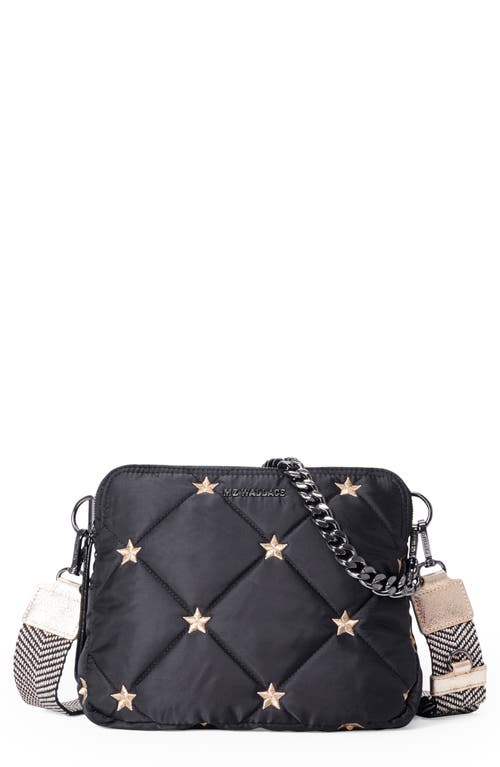 MZ Wallace Bowery Quilted Star Nylon Crossbody Bag in Black Star