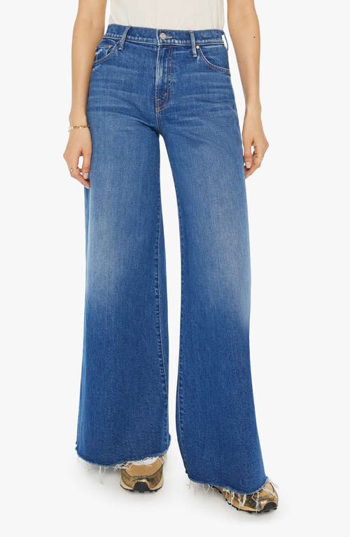 Shop Mother The Swisher Sneak Fray Hem Wide Leg Jeans In Punch Buggy