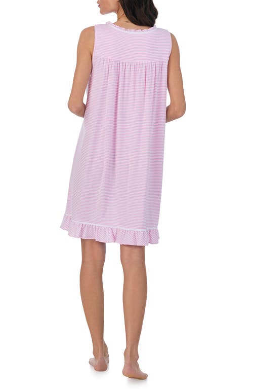 Shop Eileen West Sleeveless Short Nightgown In Pink Stripe