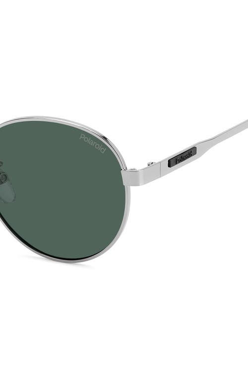 Shop Polaroid 52mm Polarized Round Sunglasses In Ruthenium/green Polarized