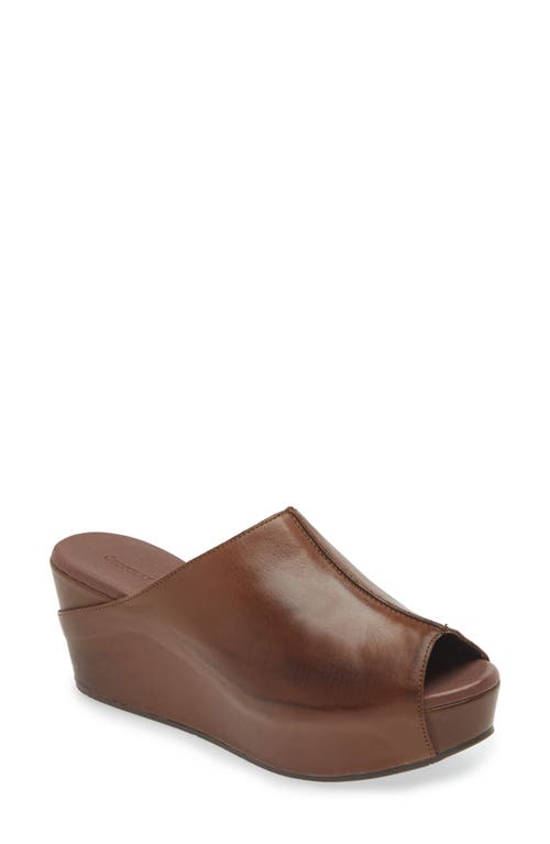 Shop Chocolat Blu Wynn Peep Toe Mule In Dark Brown Leather