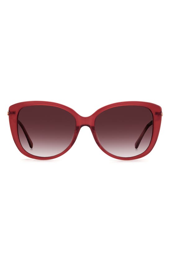 Kate Spade 57mm Lorene Cat Eye Sunglasses In Burgundy/ Burgundy Shaded