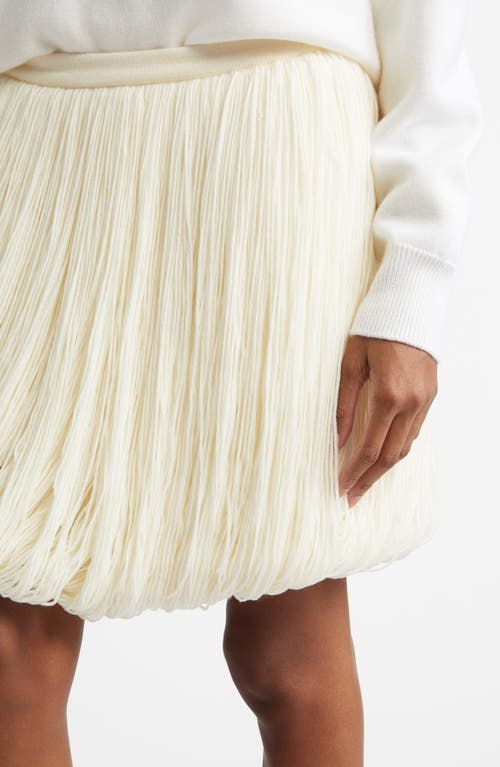 Shop Alaïa Fringes Bubble Hem Wool Skirt In Blanc Casse