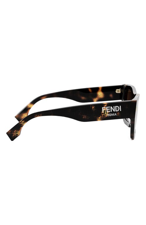 Shop Fendi ' Roma 63mm Rectangular Sunglasses In Havana/brown