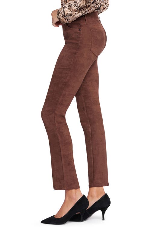 Nydj Sheri Slim Faux Suede Pants In Dark Chocolate