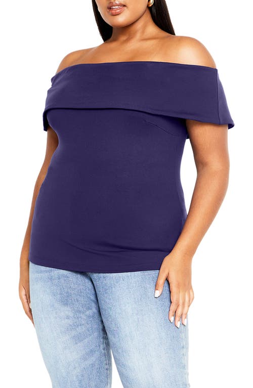 Shop City Chic Marseille Off The Shoulder Stretch Top In Navy