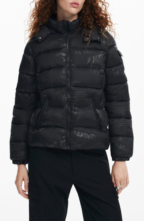 Shop Desigual Drammen Embossed Puffer Jacket In Black