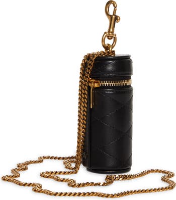 Quilted Leather Lipstick Case on a Chain