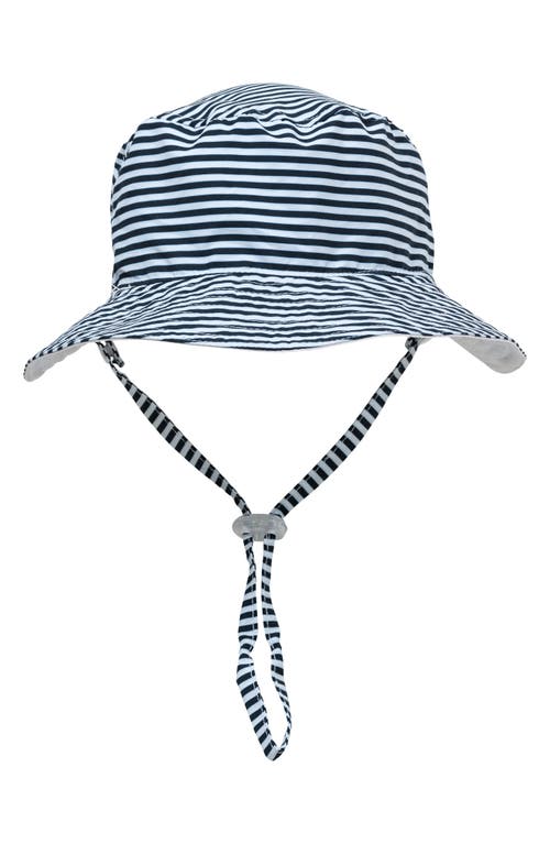 Snapper Rock Kids' Stripe Cotton Safari Hat Navy at