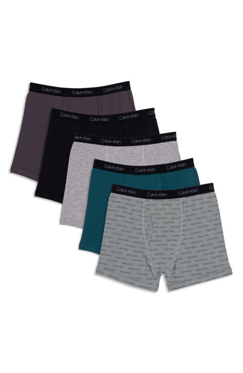 Shop Calvin Klein Kids' Assorted 5-pack Boxer Briefs In Grey/pacific/h Grey