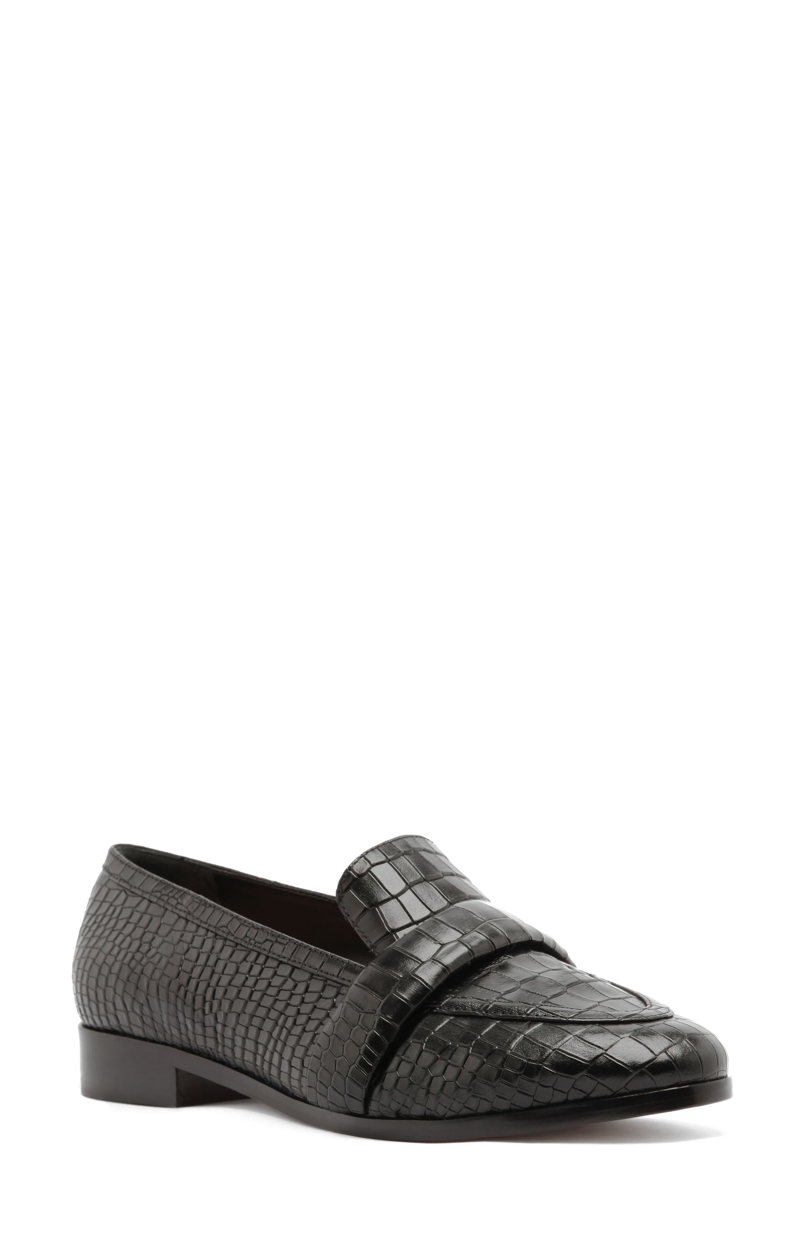 Schutz Flats Romina Croc Embossed Loafer