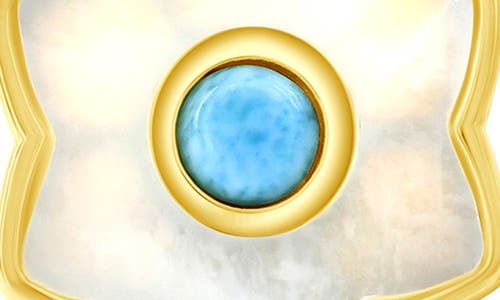 Simona Larimar & Mother-of-pearl Flower Stud Earrings In Blue/gold