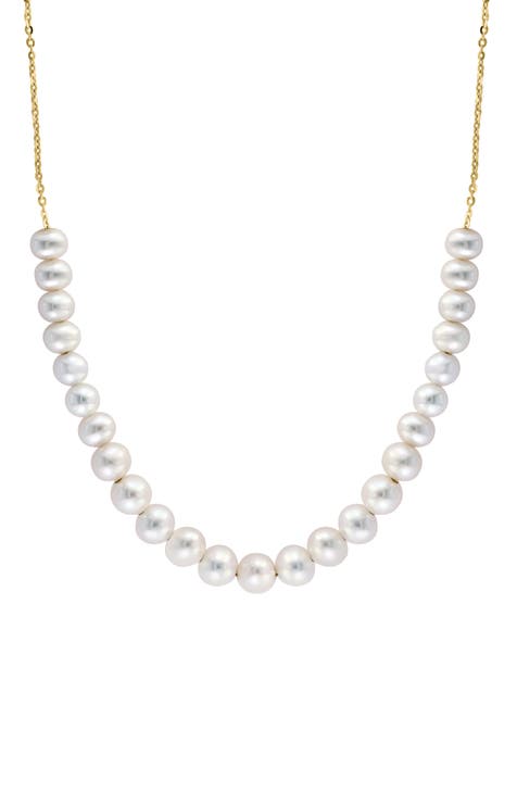 14K Yellow Gold Freshwater Pearl Frontal Necklace