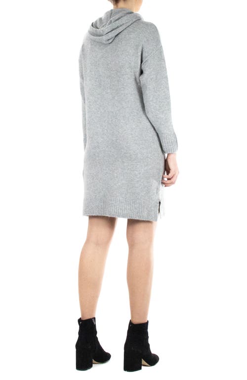 Nina Leonard Oversize Long Sleeve Hooded Sweater Dress In Light Grey