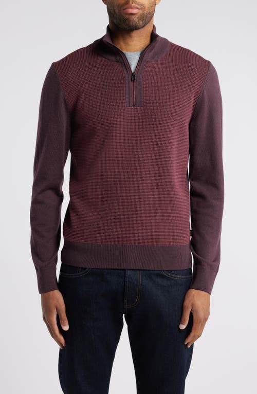 Shop Hugo Boss Boss Dambino Half Zip Virgin Wool Pullover In Open Red