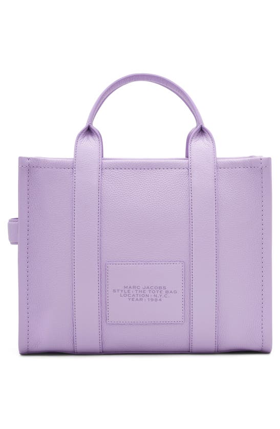 Shop Marc Jacobs The Leather Medium Tote Bag In Wisteria