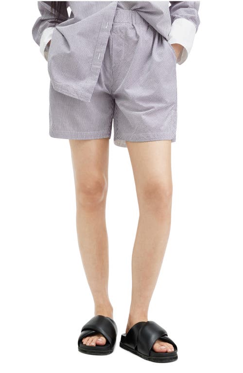 AllSaints Karina Stripe Pull-On Poplin Shorts Blue/White at Nordstrom, Us