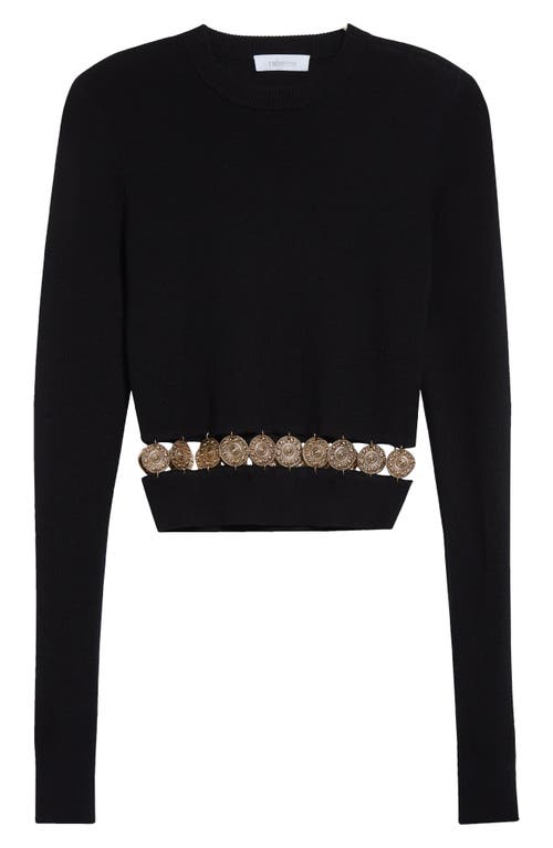 Shop Rabanne Medallion Cutout Wool & Silk Sweater In Black