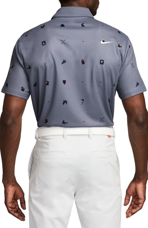 Shop Nike Icon Print Dri-fit Golf Polo In Light Carbon/white