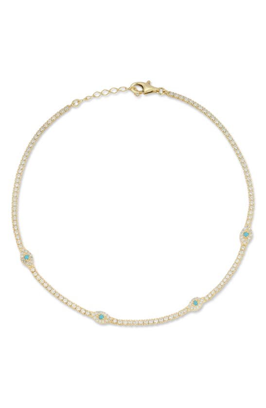 Sphera Milano Sterling Silver & Cz Evil Eye Anklet In Gold