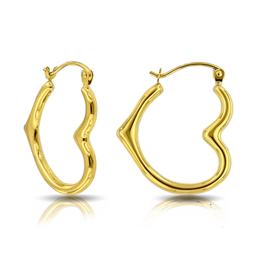 Donatello Gian Hanging Heart Hoop Earrings In Gold