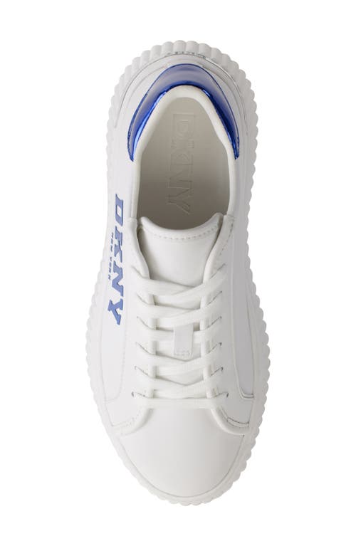 Shop Dkny Leon Sneaker In White/blue