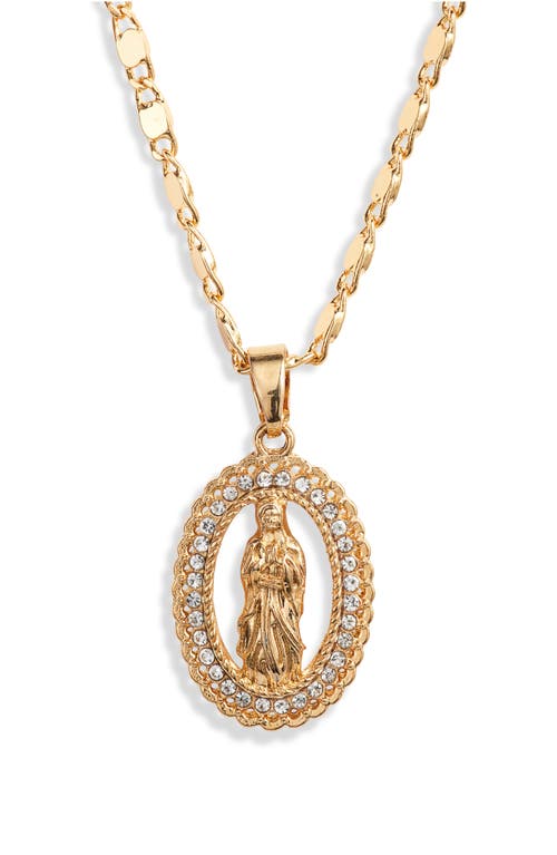 Crystal Embellished Guadalupe Pendant Necklace in Gold