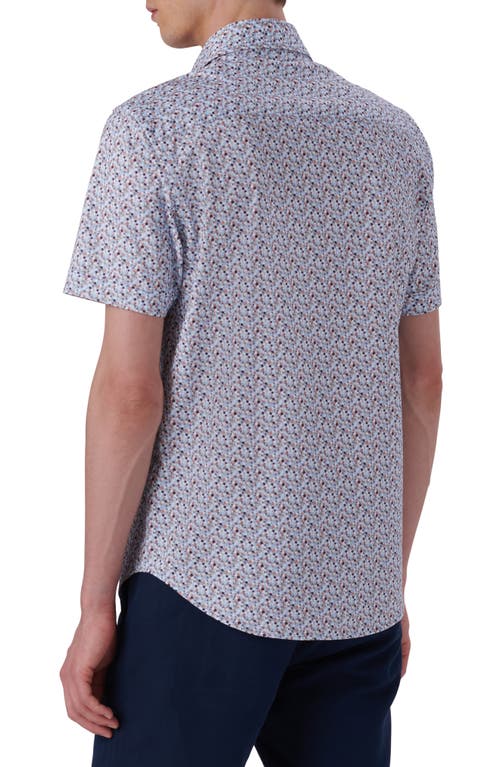 Shop Bugatchi Miles Ooohcotton® Confetti Print Short Sleeve Button-up Shirt In Ice Blue