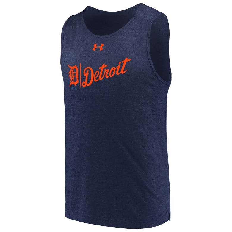 Under Armour Heathered Navy Detroit Tigers Dual Logo Performance Tri-blend Tank Top