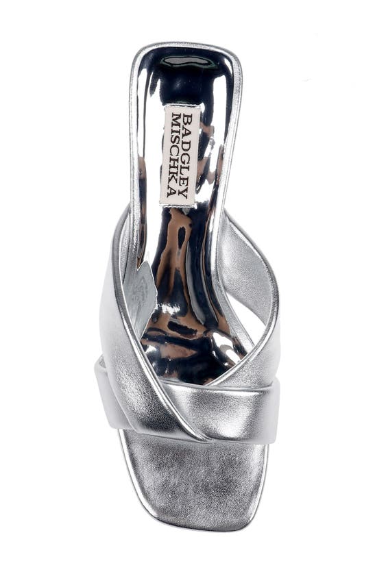Badgley Mischka Briella Ii Slide Sandal In Silver Leather