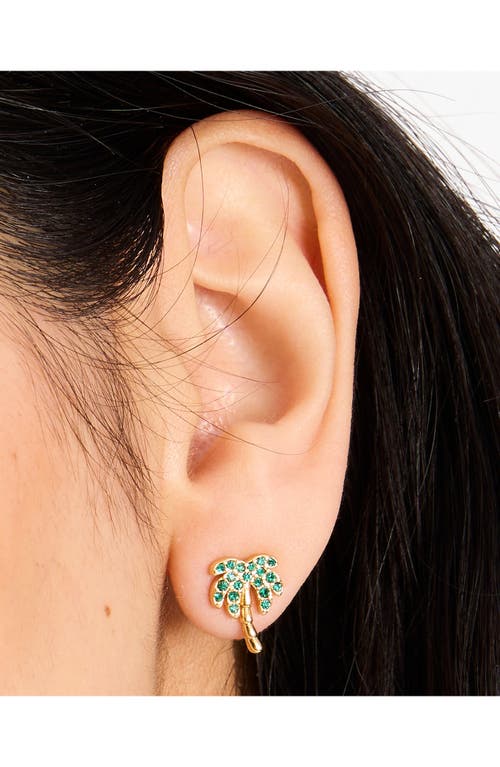 Shop Kate Spade New York Pavé Palm Tree Stud Earrings In Green Multi