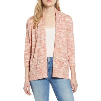 Bobeau Luann Open Front Cardigan, Orange