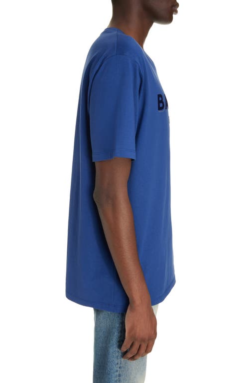 Balmain Logo-flocked Organic Cotton T-shirt In Slk Dark Blue/multi