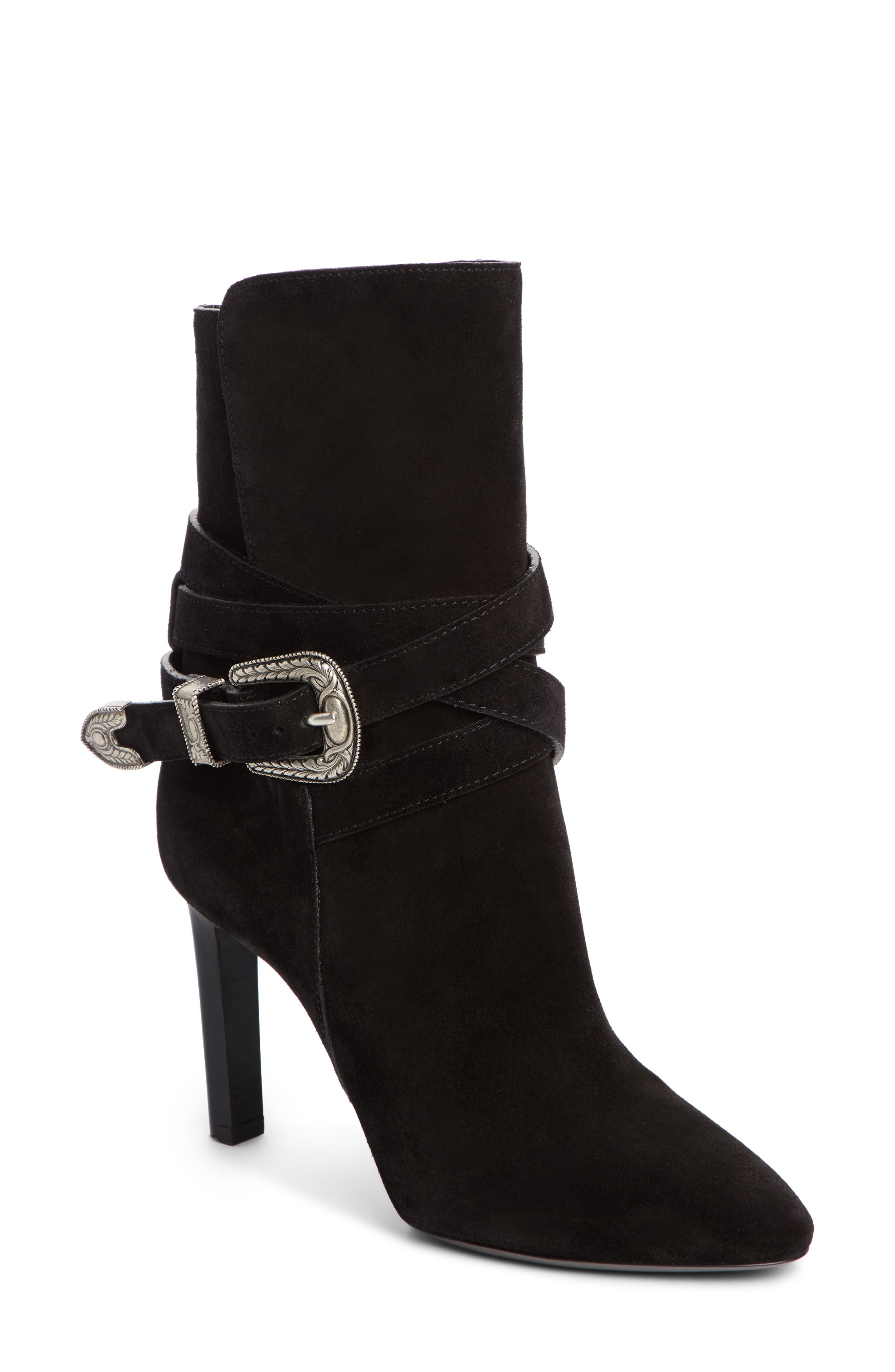 Saint Laurent Mica Buckle Bootie, Black