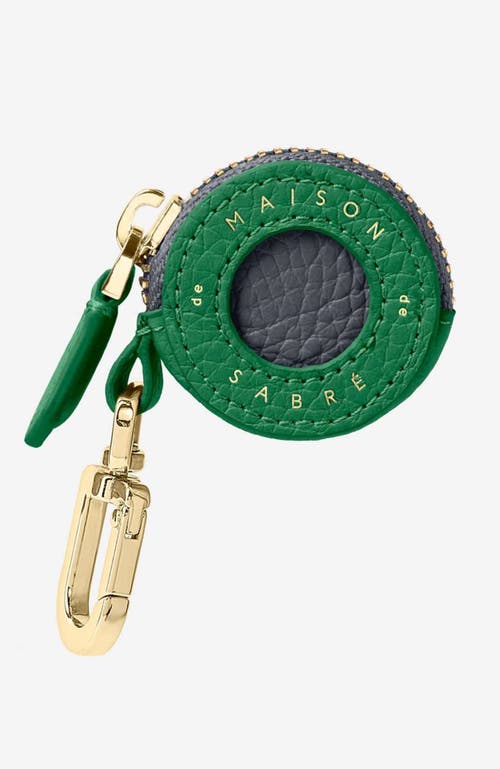 Maison De Sabre Maison De Sabré Leather Airtag Charm In Emerald Graphite