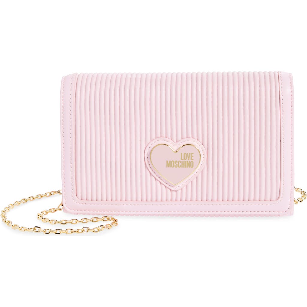 Love Moschino Rib Heart Logo Satchel Bag In Pink