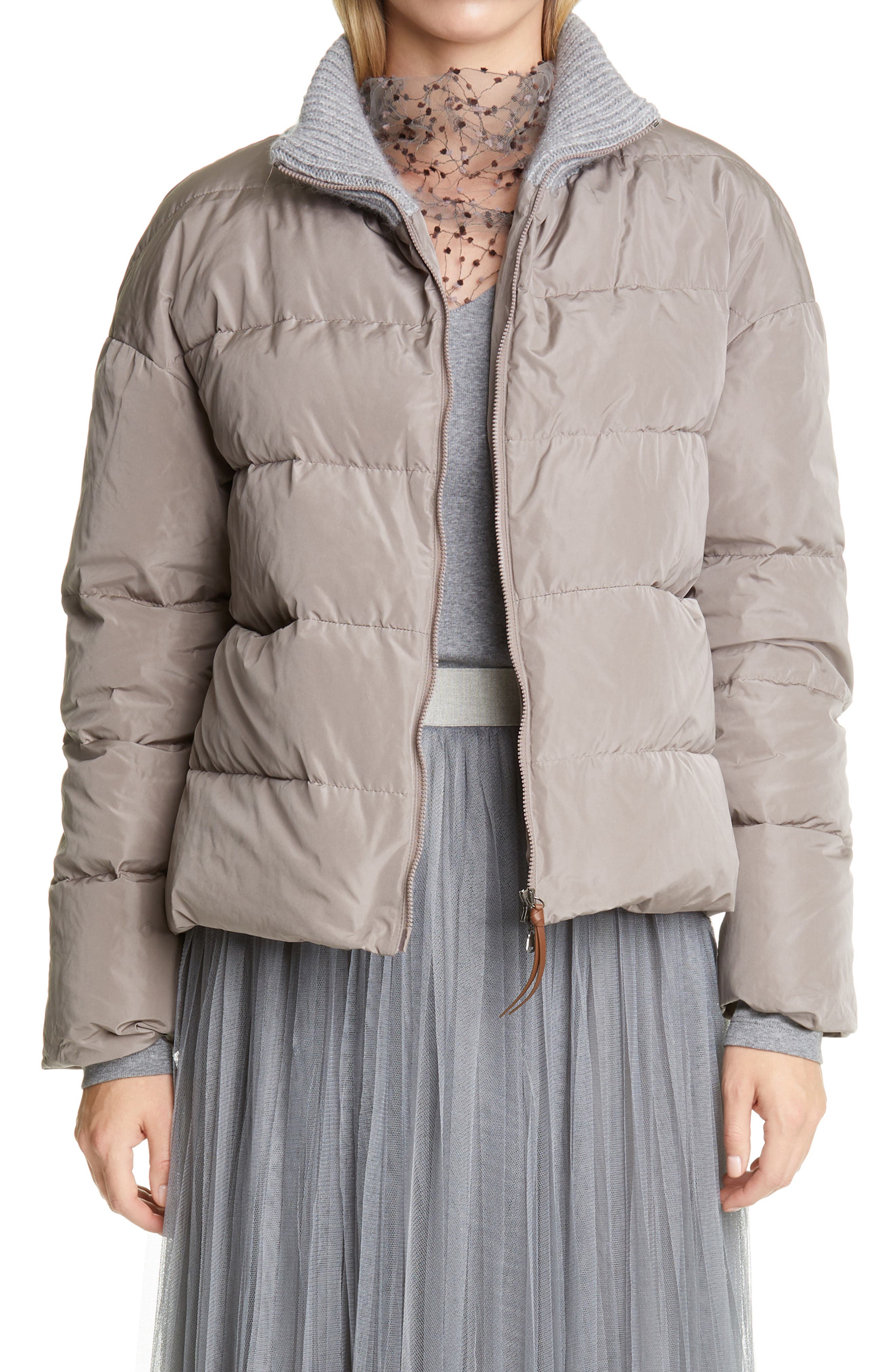 ribbed puffer jacket